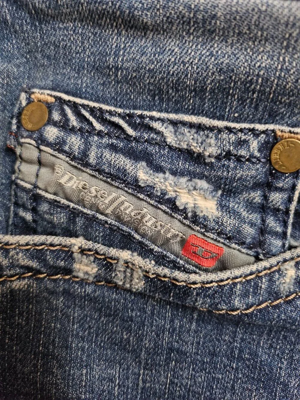 Diesel Industry Denim Division Distressed Slim Jeans Mens 28 Blue Medium Wash